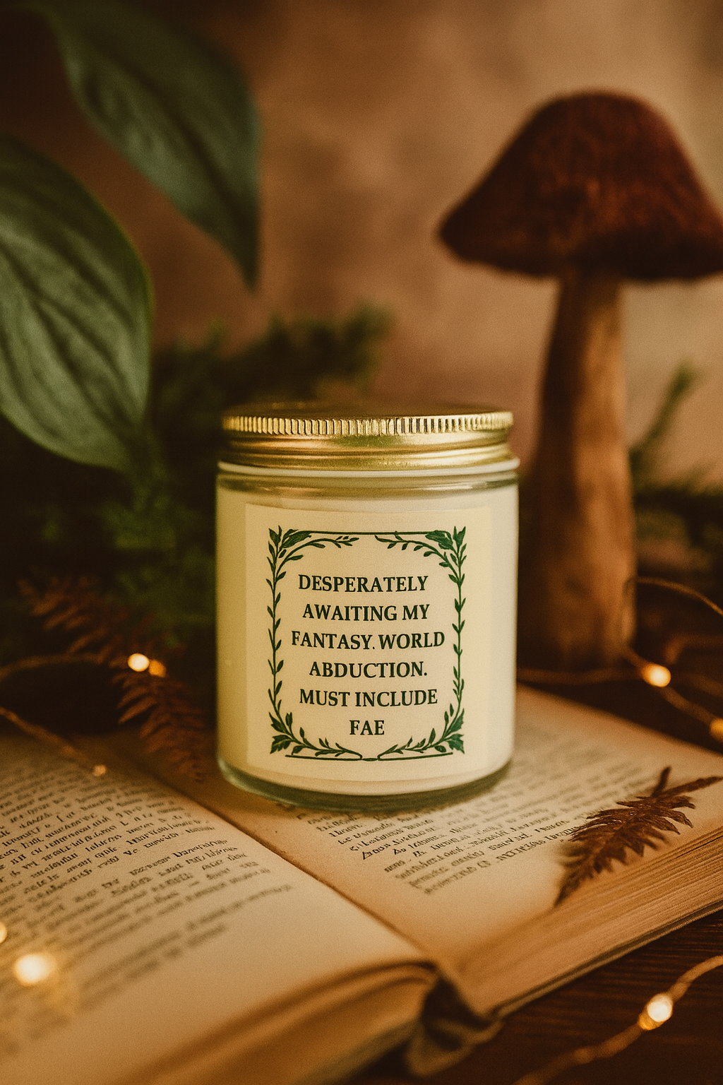Desperately Awaiting My Fantasy-World Abduction Candle – Fae Fantasy Candle | Book Lover Gift | Cozy Reading Candle | Book Girl World