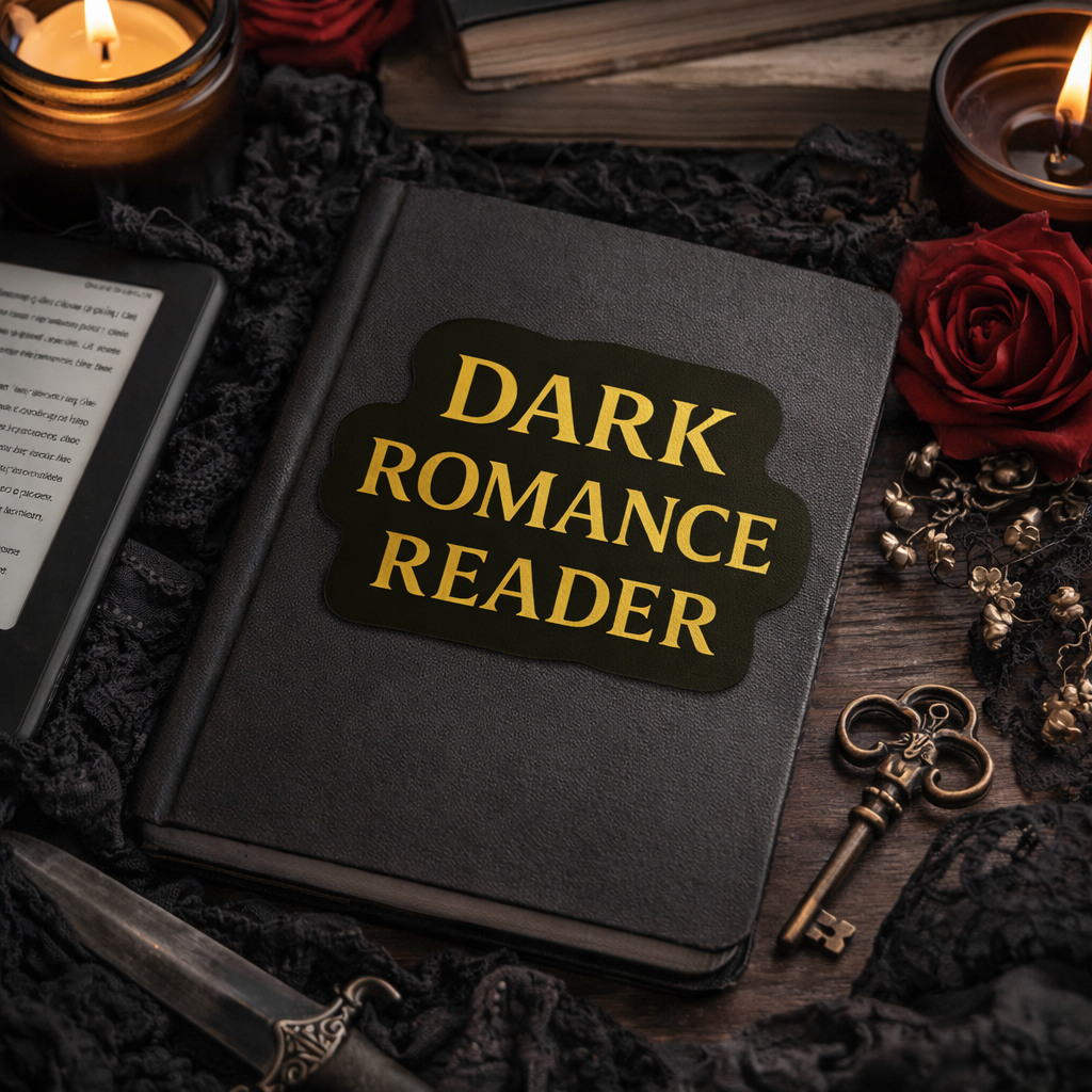 Dark Romance Reader Sticker — Gothic Book Lover Kiss-Cut Vinyl Sticker