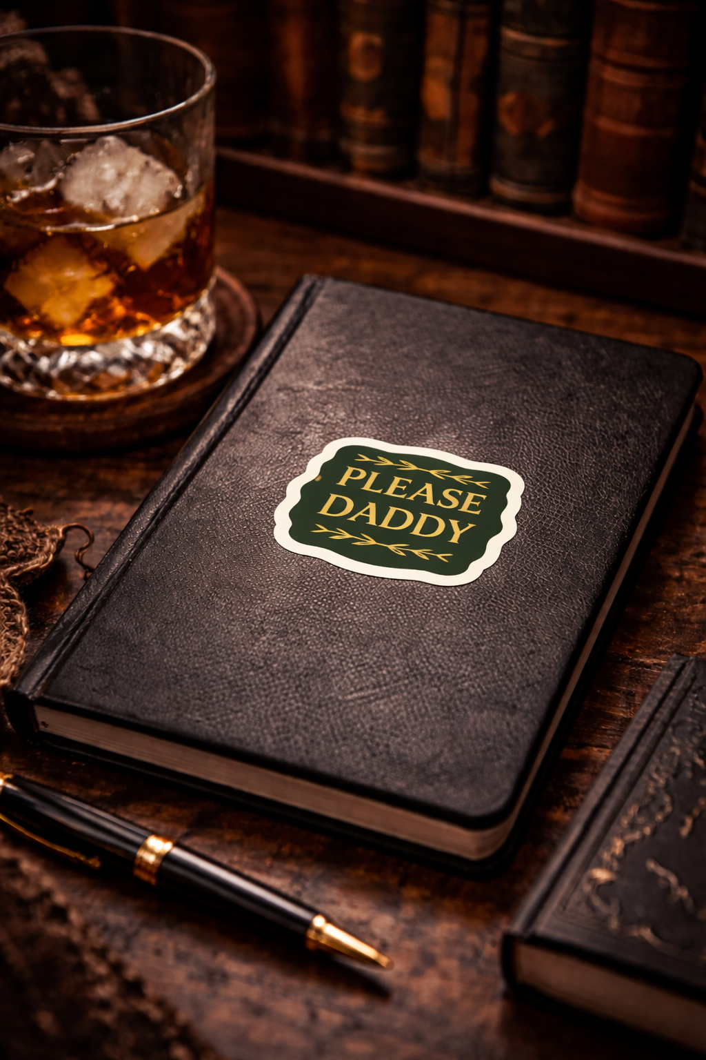 Please Daddy Sticker — Vintage Green Kiss-Cut Laptop Decal