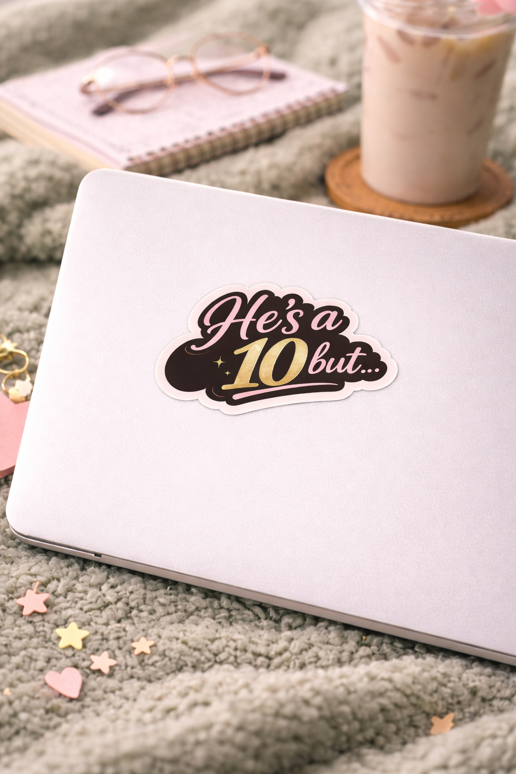 He’s a 10 but… – Romance Reader Vinyl Sticker