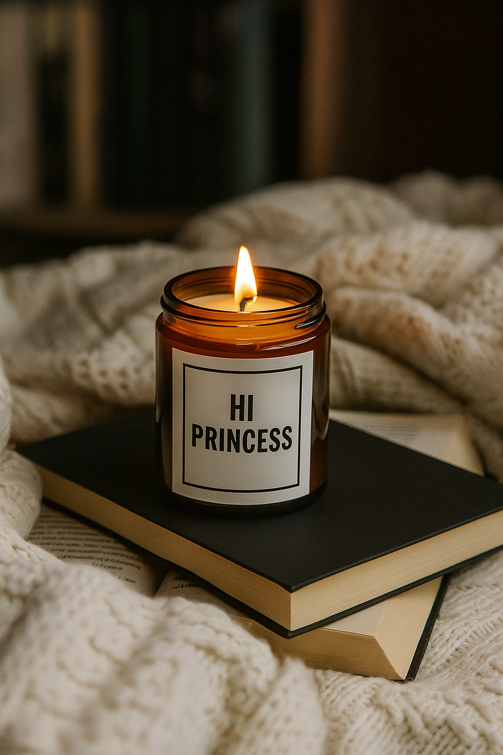 “Hi Princess” – Dark Romance Lover Candle | Spicy Book Candle | Bookish Gift | Smutty Candle for Romance Readers | 4oz or 9oz Soy Candle