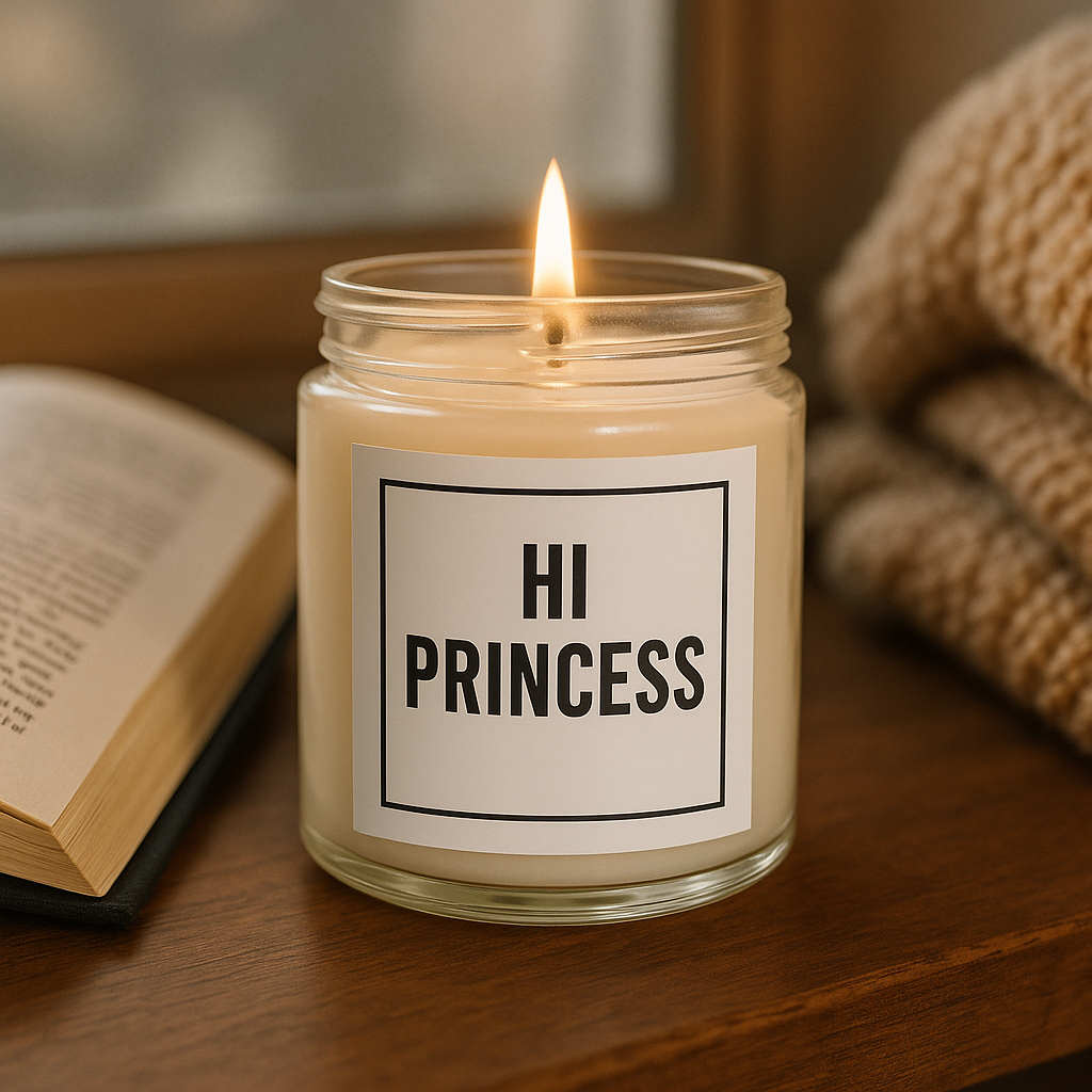 “Hi Princess” – Dark Romance Lover Candle | Spicy Book Candle | Bookish Gift | Smutty Candle for Romance Readers | 4oz or 9oz Soy Candle