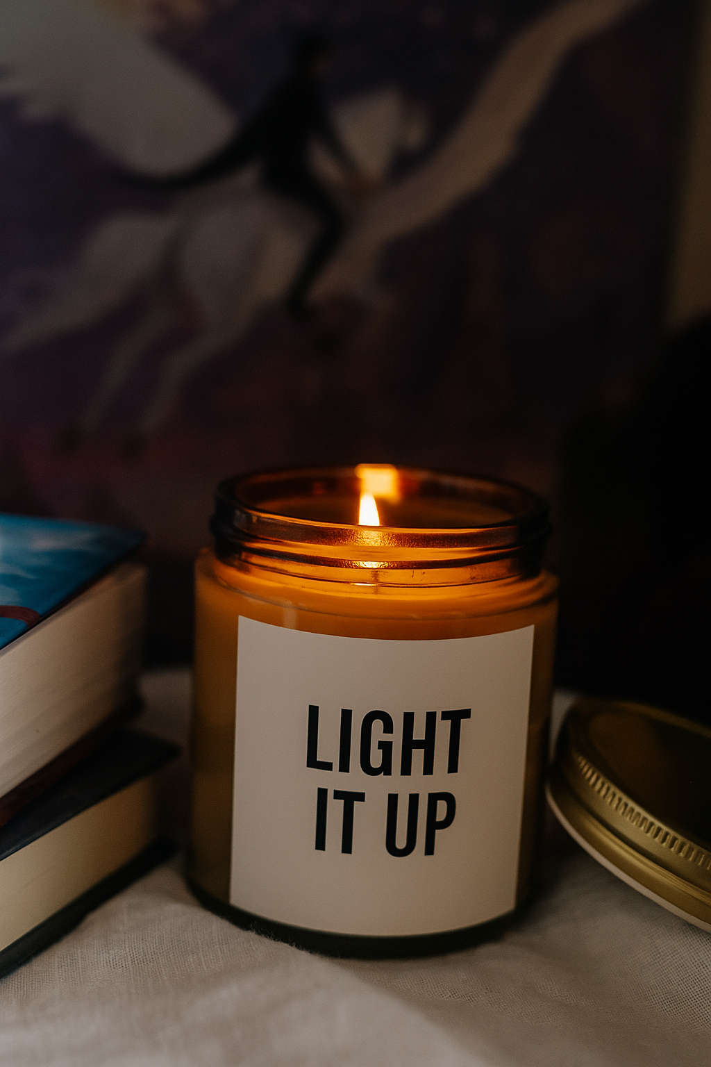 “Light It Up” – Fantasy Book Candle | Bookish Gift | Cozy Reading Candle | 9oz or 4oz Soy Candle